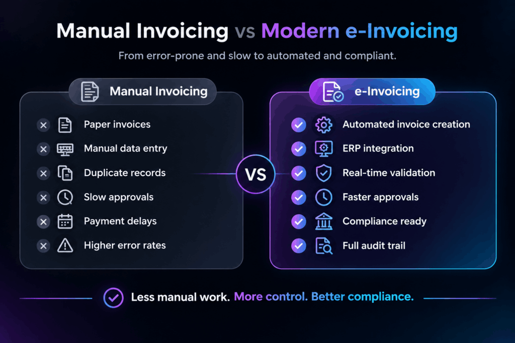 Manual Invoicing VS Modern E-Invoicing Challenges Faced by UAE Businesses Manual Invoicing VS Modern E-Invoicing Challenges Faced by UAE Businesses by Vantheon Technologies